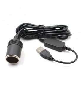 5.5*2.1MM DC Female 5V to 12V Step Up Voltage USB to DC Converter for Car Cigarette Lighter